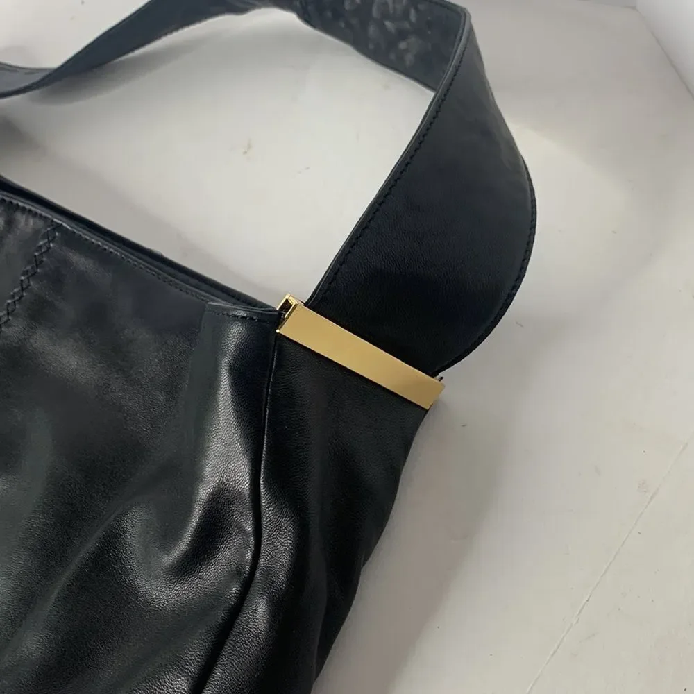 Badgley Mischka black cow leather large hobo shoulder bag